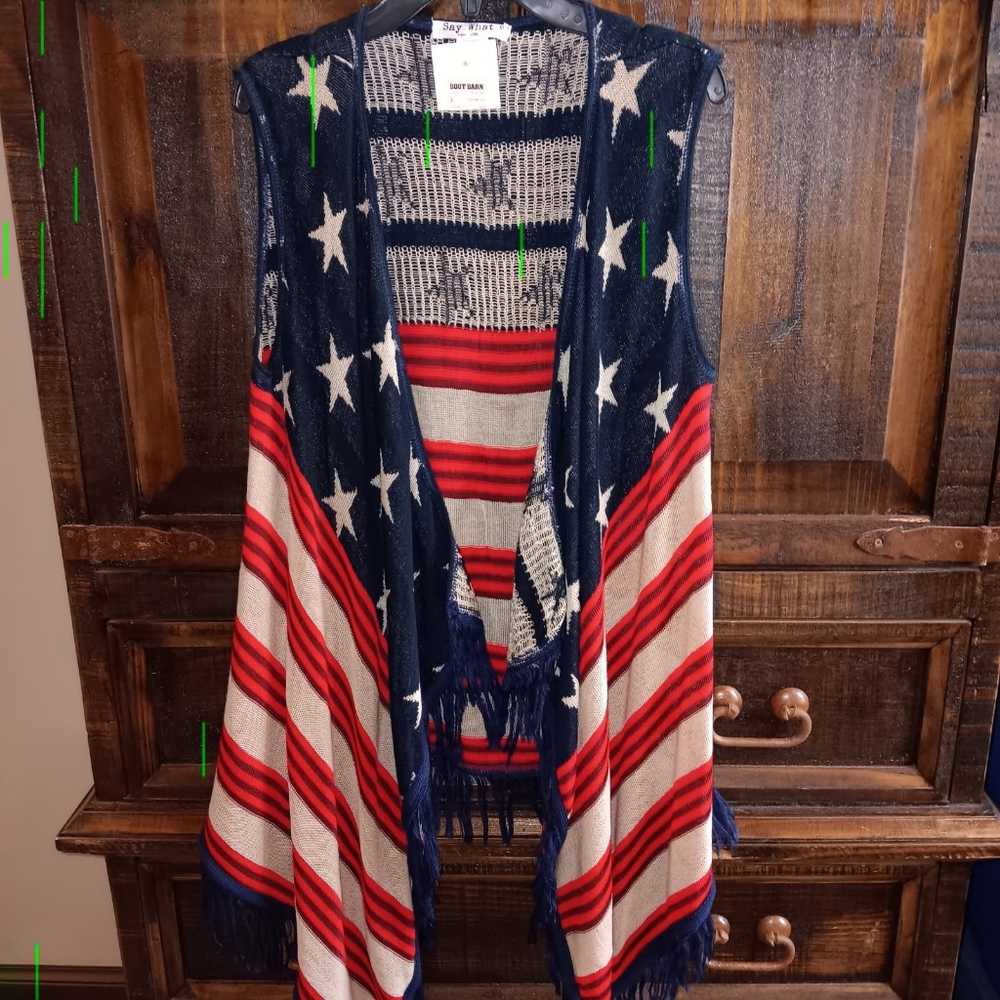 Rustic boho patriotic western open front vest
